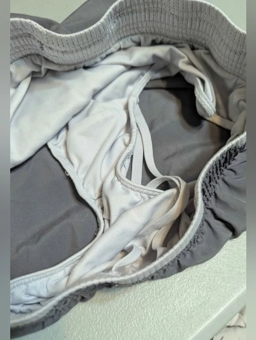 Women's small gray and white Nike shorts